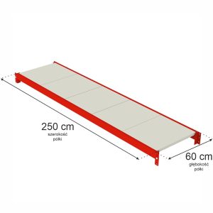 Półka do regału magazynowego Mega-M FORTIS L-250 cm G-60 cm