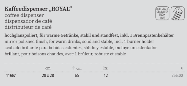 Dyspenser do kawy "Royal" 12L