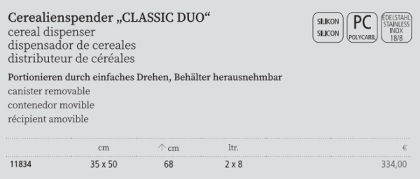 Dyspenser do płatków "Duo Classic" 2x8L