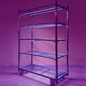 Wózek z siatki drucianej z zestawem oświetlenia LED na mikroliście