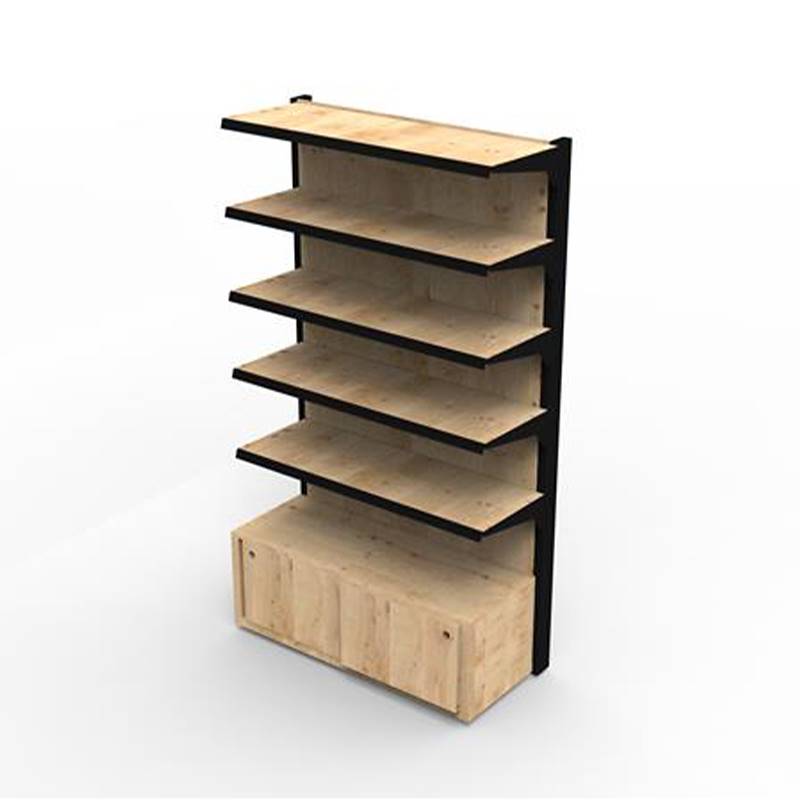 untitled597-587122 Drewniany regał z naturalnymi drewnianymi skrzynkami i czarną, malowaną ramą żelazną